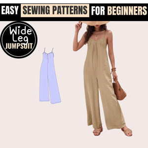 Stylish Wide Leg Jumpsuit, handmade with our PDF sewing pattern