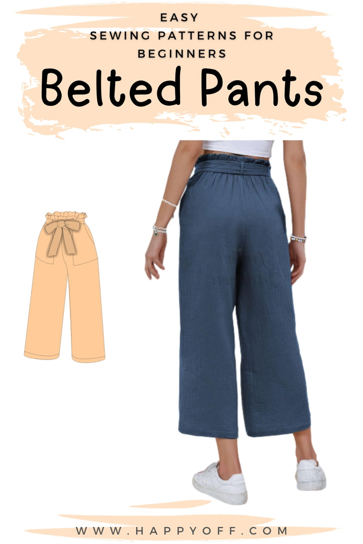 Women Pants Pattern, Elastic Waistband Pants Pattern, Straight Leg Pants, Women Sewing Pattern, High Waisted Pants Pattern, Women Pants