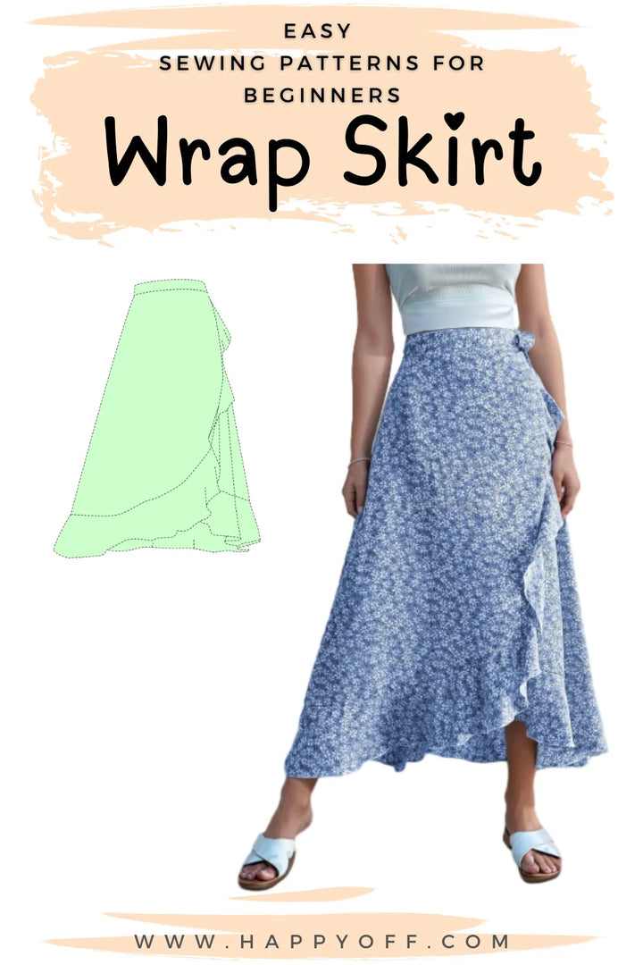 Wrap Skirt Pattern, Maxi Skirt Pattern, Women Sewing Pattern, Sewing Patterns, Summer Skirt Sewing pattern, Ruffle Hem Wrap Skirt