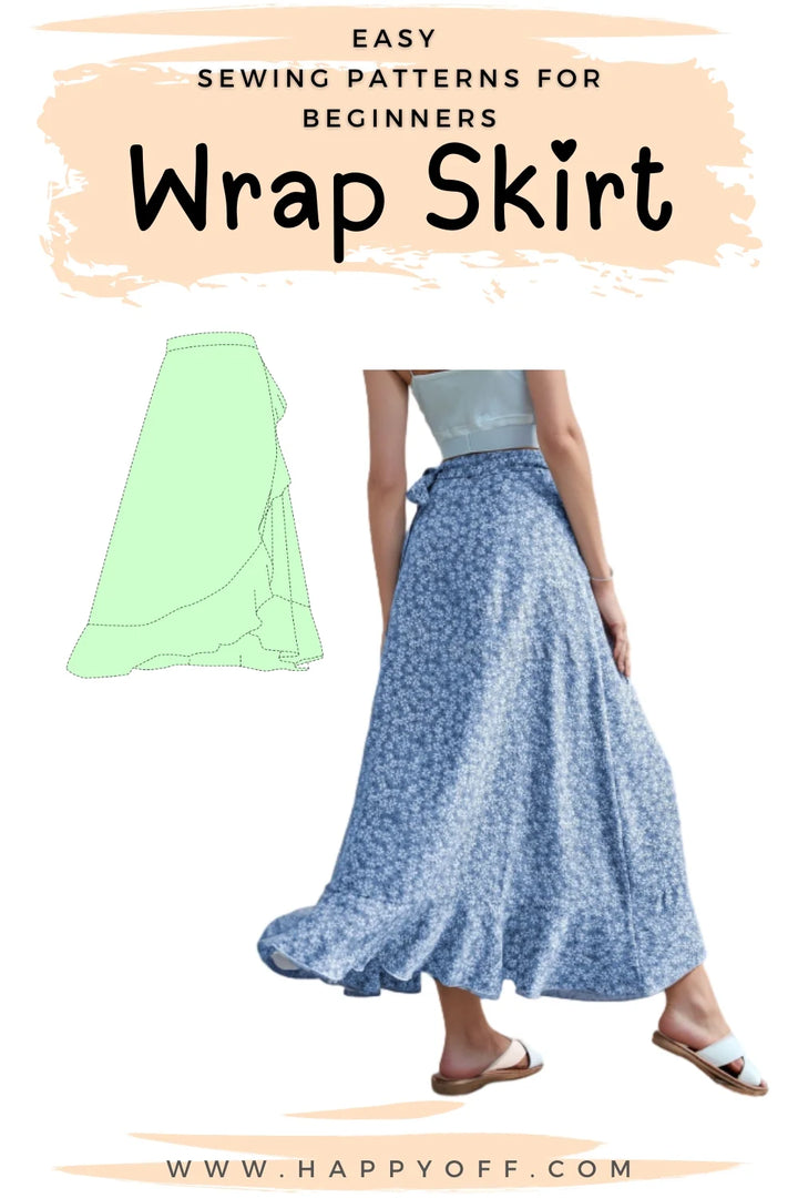 Wrap Skirt Pattern, Maxi Skirt Pattern, Women Sewing Pattern, Sewing Patterns, Summer Skirt Sewing pattern, Ruffle Hem Wrap Skirt