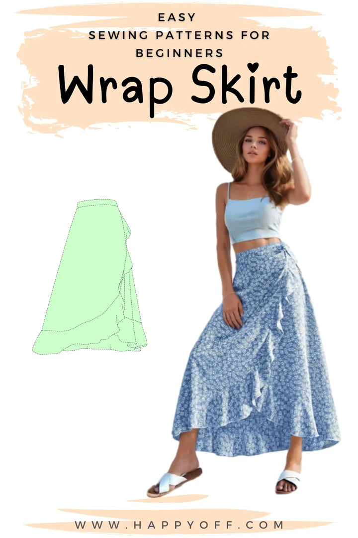 Wrap Skirt Pattern, Maxi Skirt Pattern, Women Sewing Pattern, Sewing Patterns, Summer Skirt Sewing pattern, Ruffle Hem Wrap Skirt